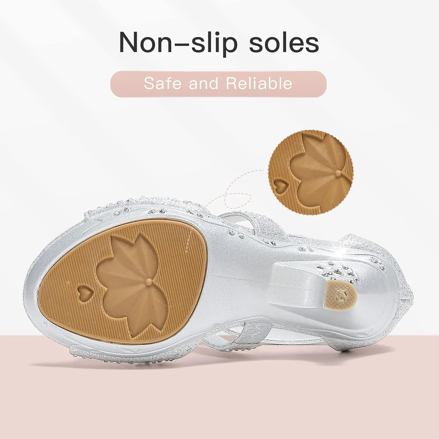 Dufannie Toddler Little Big Kid High Heels Flower Girls Party Dress Shoes Glitter Pump Sandals