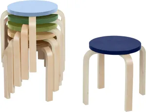 ECR4Kids Bentwood Stackable Stools, Classroom Furniture, Earthtone, 6-Piece