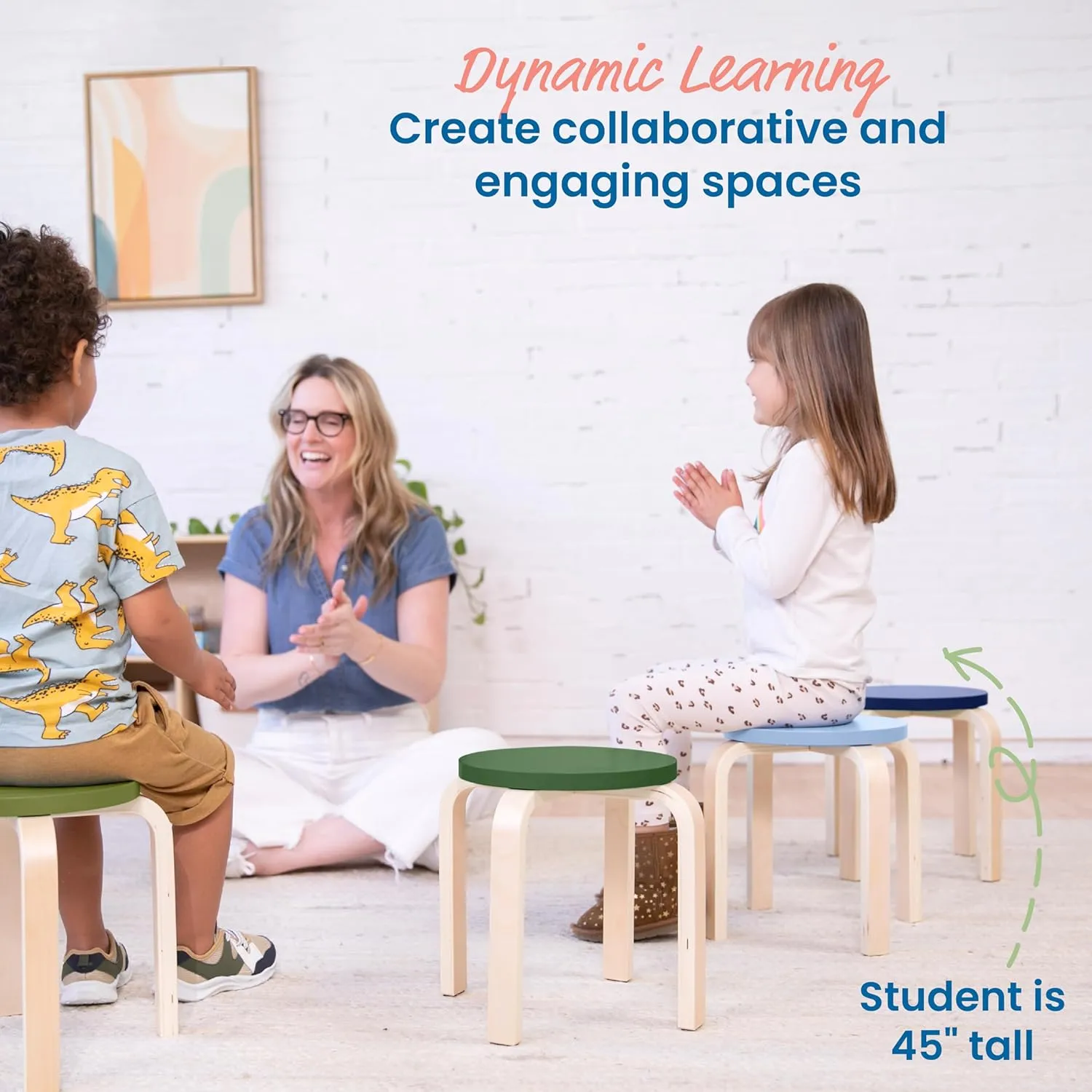 ECR4Kids Bentwood Stackable Stools, Classroom Furniture, Earthtone, 6-Piece