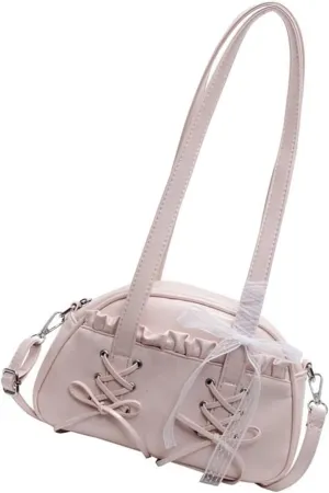 Elegant Ballet Styles Lace Trim Bowknot Shoulder Bag For Women With Spacious Pillow Shape Design Crossbody Bags