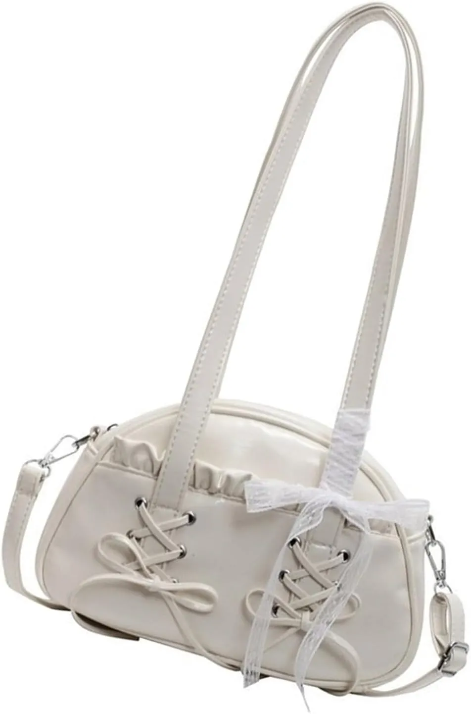 Elegant Ballet Styles Lace Trim Bowknot Shoulder Bag For Women With Spacious Pillow Shape Design Crossbody Bags