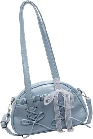Elegant Ballet Styles Lace Trim Bowknot Shoulder Bag For Women With Spacious Pillow Shape Design Crossbody Bags