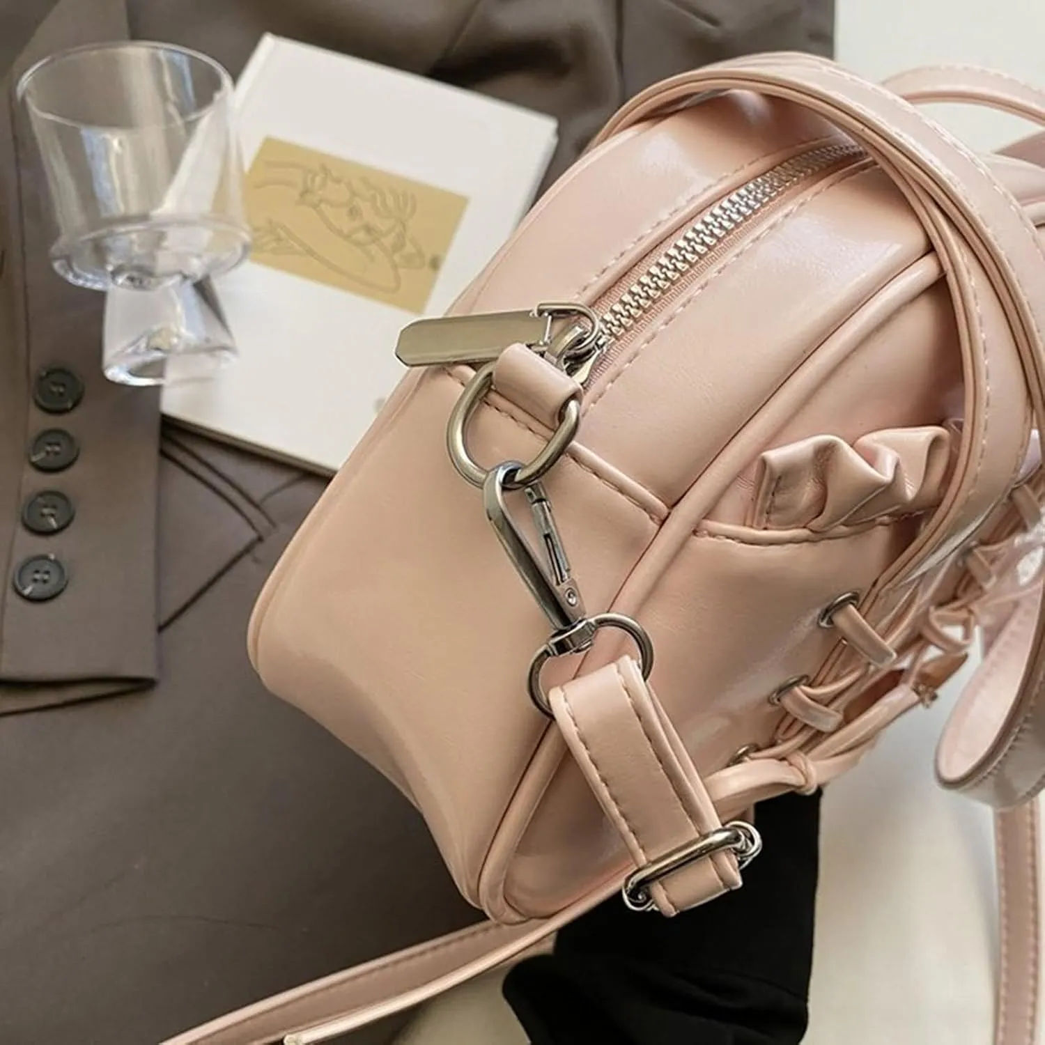 Elegant Ballet Styles Lace Trim Bowknot Shoulder Bag For Women With Spacious Pillow Shape Design Crossbody Bags