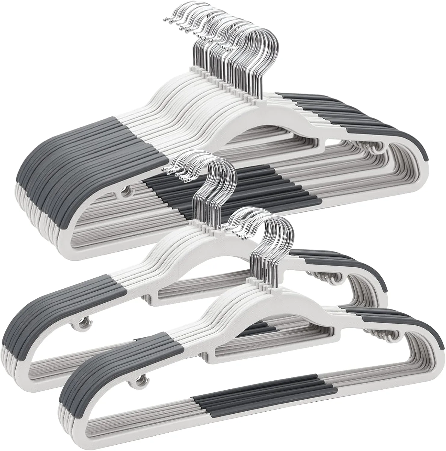ELONG HOME Plastic Hangers - 50 Pack, Non Slip Slim Coat Hangers, Heavy Duty, 17.1" for Women/Men Clothes