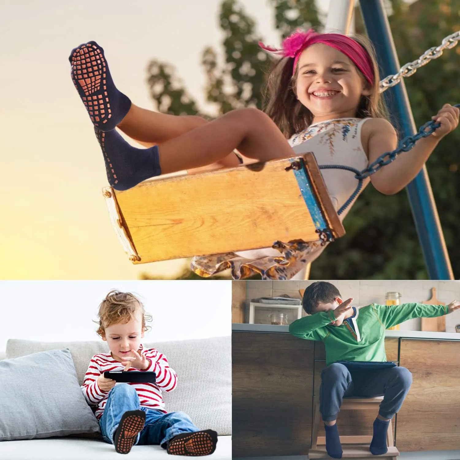 ELUTONG Kids Anti-Skid Socks Trampoline Children's Slide Gripper Socks For Teenagers