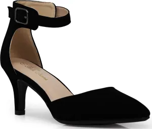 Enzo Romeo Jputa Women's Pointy Toe High Mid Heel Sexy Ankle Strap Sandals Ballerina Dress Pump Ballet Wedding Patent Harlow Pump Shoes