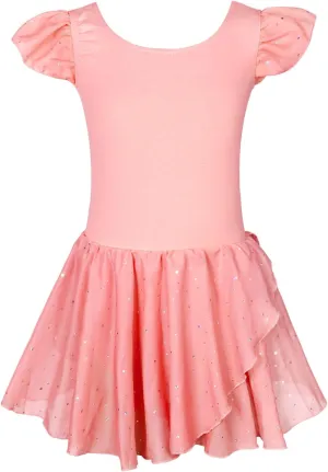 EQSJIU Girls Ruffle Sleeve Ballet Dance Dress Tutu Skirted Leotard Ballet Outfits Dance Leotard for Girls 1-10 Years