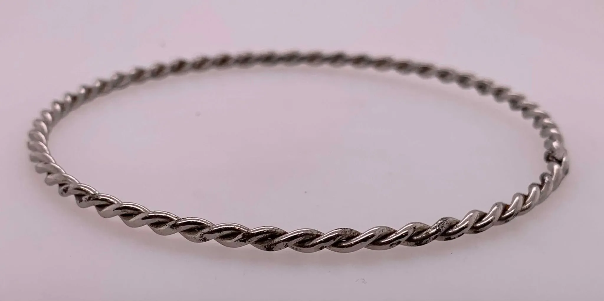 Estate Sterling Silver Slip-on Rope Bangle