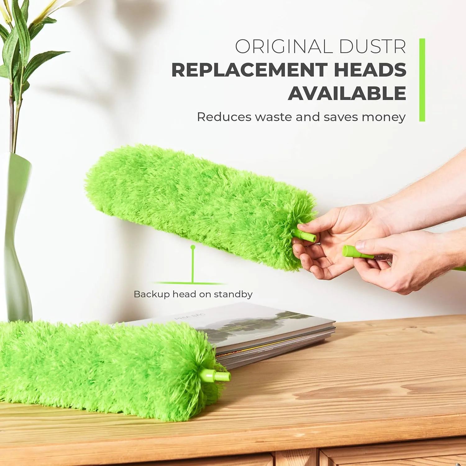 Extendable Microfiber Feather Duster, Feather Dusters for Cleaning, Ceiling Fan Dust and Cobweb Cleaner - Electrostatic Bendable Head - up to 55 Inch