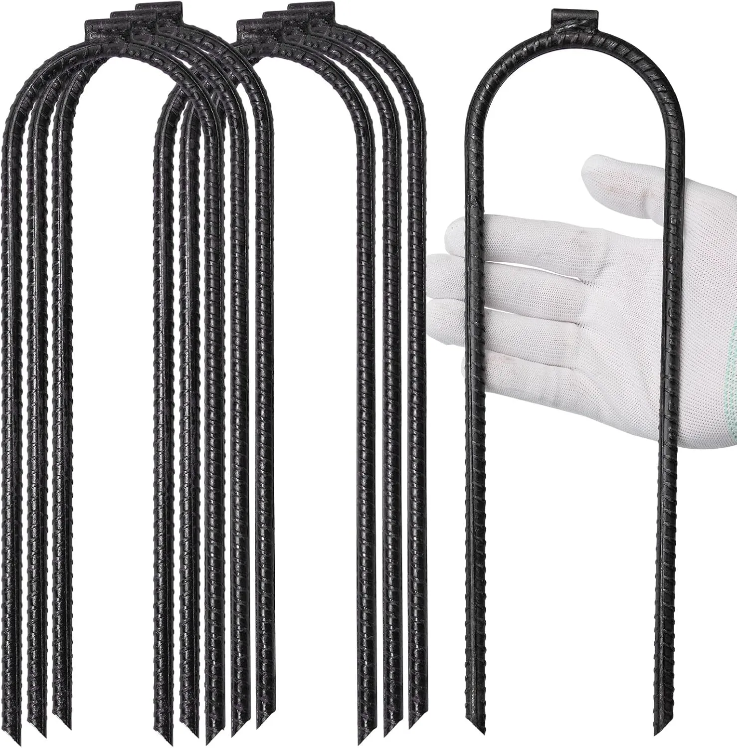 Extra-Large Heavy Rebar Trampoline Wind Stakes with Flat Welded Head,12’’x3’’x0.32’’ Trampoline Stake, Ground Anchor for Securing Trampolines, Tents, Fences, Tarps, Garden Cloth, Hoses (10)