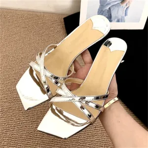 Fashion Narrow Band Women Slipper Slip On Thin Low Heels
