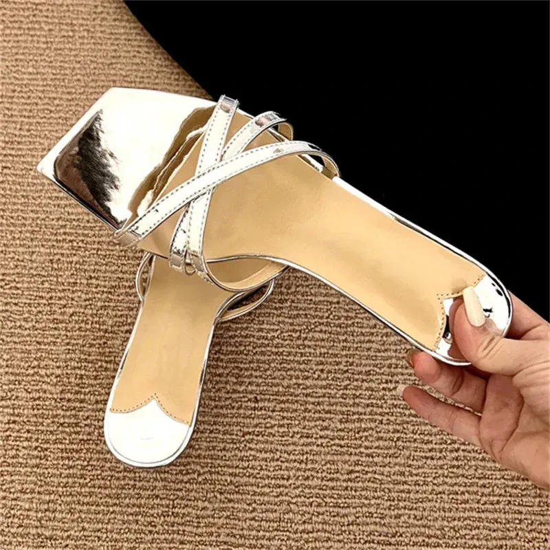 Fashion Narrow Band Women Slipper Slip On Thin Low Heels