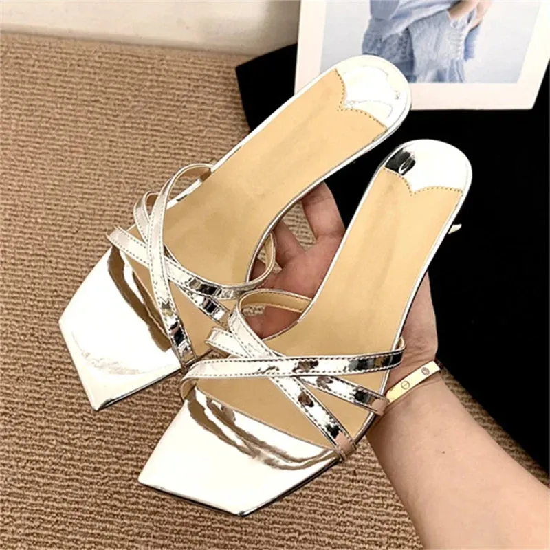 Fashion Narrow Band Women Slipper Slip On Thin Low Heels