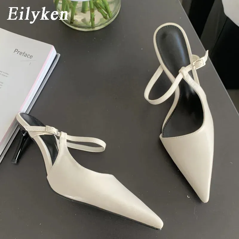 Fashion Pointed Toe Slip On Ladies Elegant Slip On Mules Thin High Heel Pumps