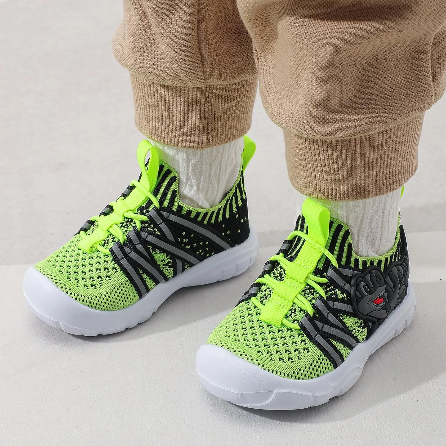 FEETCITY Toddler Shoes Boys Girls Walking Shoes Toddler Slip On Shoes Wide Kids Tennis Shoes Lightweight Toddler Dinosaur Shoes Baby Sneakers