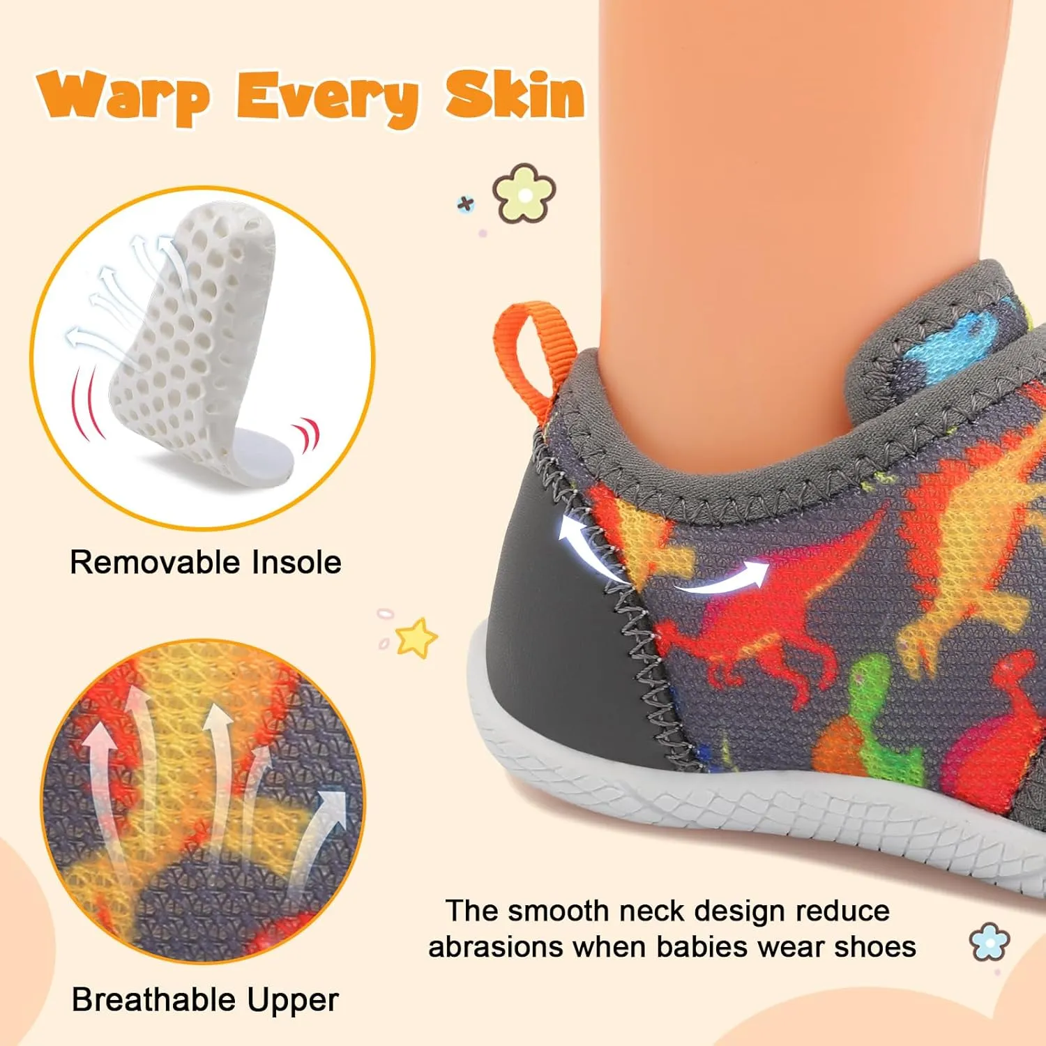 FEETCITY Toddler Shoes Girls Boys Barefoot Shoes Toddler Walking Shoes Kids Slip On Sneakers Breathable Tennis Shoes
