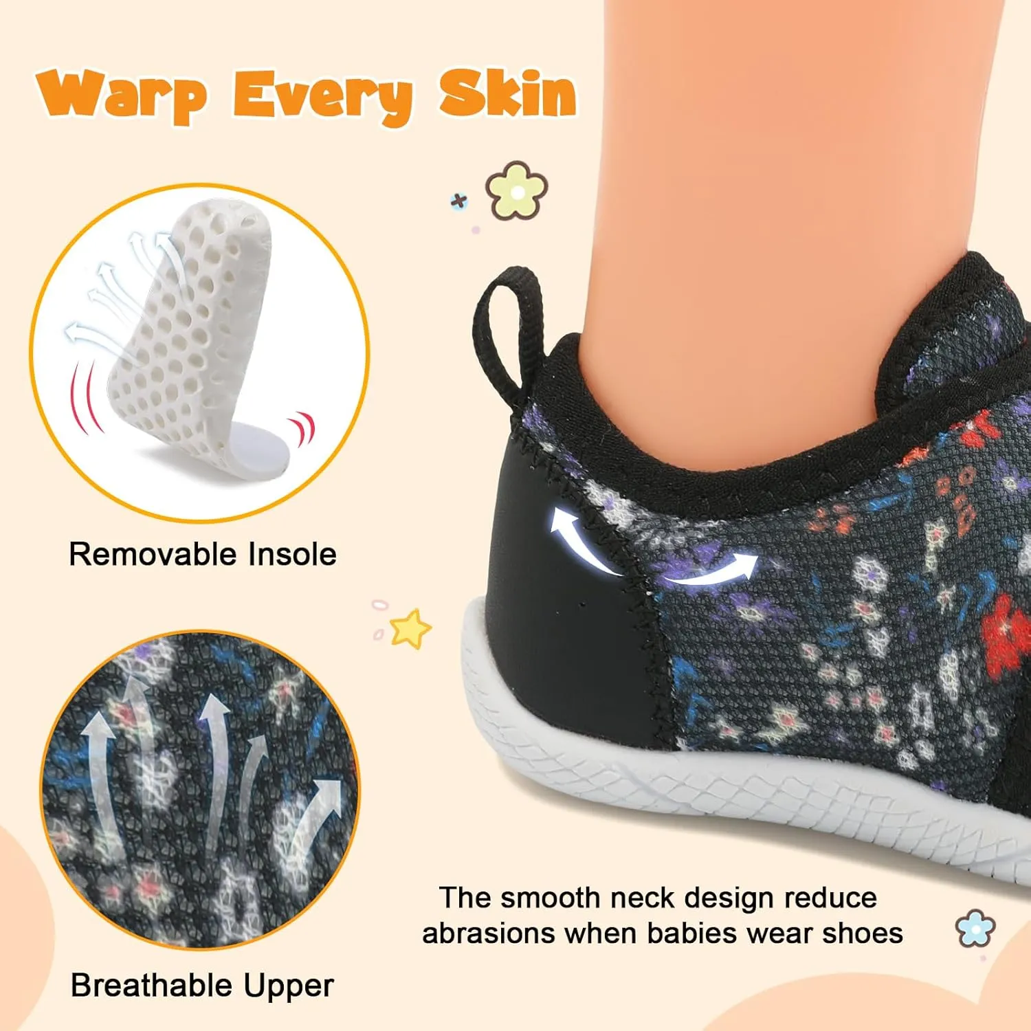 FEETCITY Toddler Shoes Girls Boys Barefoot Shoes Toddler Walking Shoes Kids Slip On Sneakers Breathable Tennis Shoes