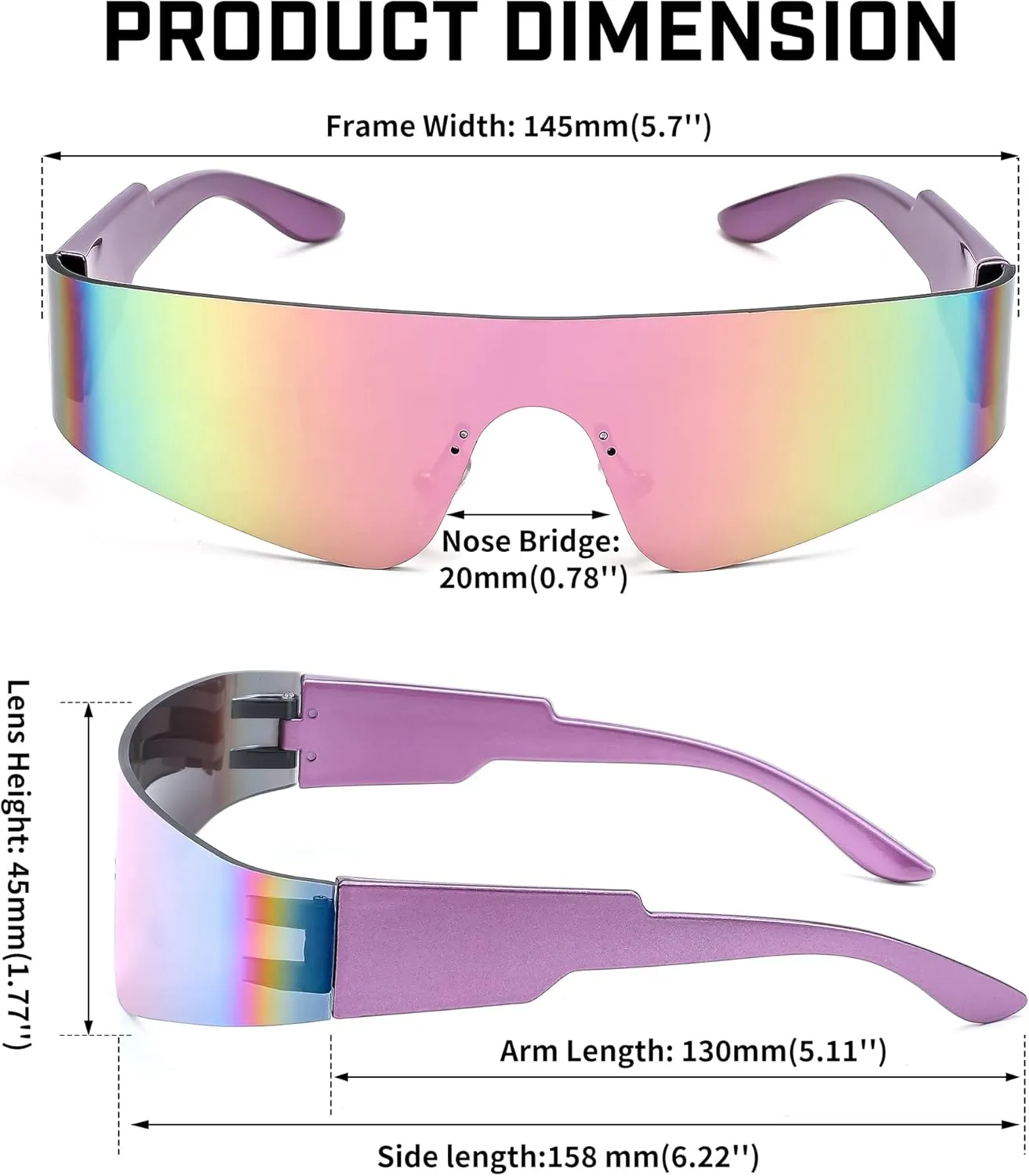 FEISEDY Futuristic Visor Punk Sunglasses Rimless One Piece Goggles Miorred Shades Women Men B2927
