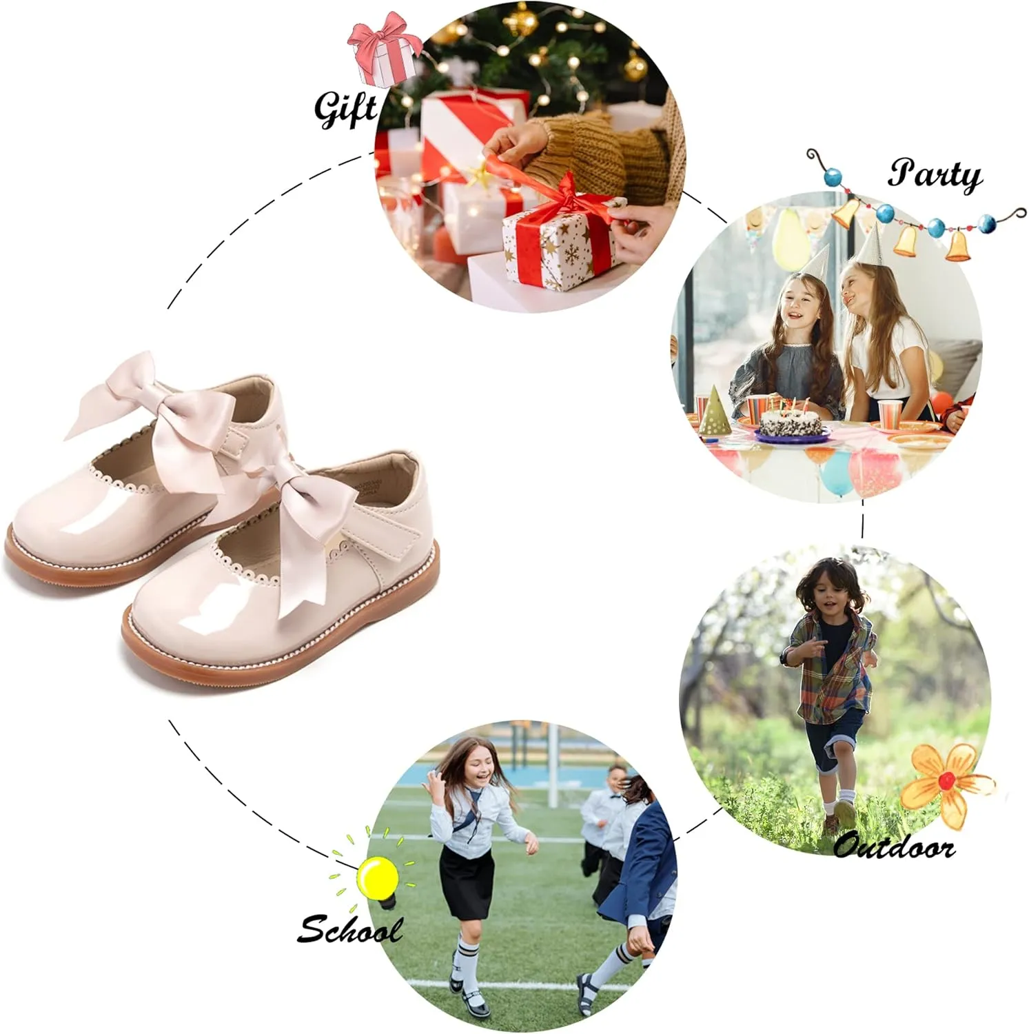 Felix & Flora Toddler Little Girl Mary Jane Dress Shoes - Ballet Flats for Girl Party School Shoes