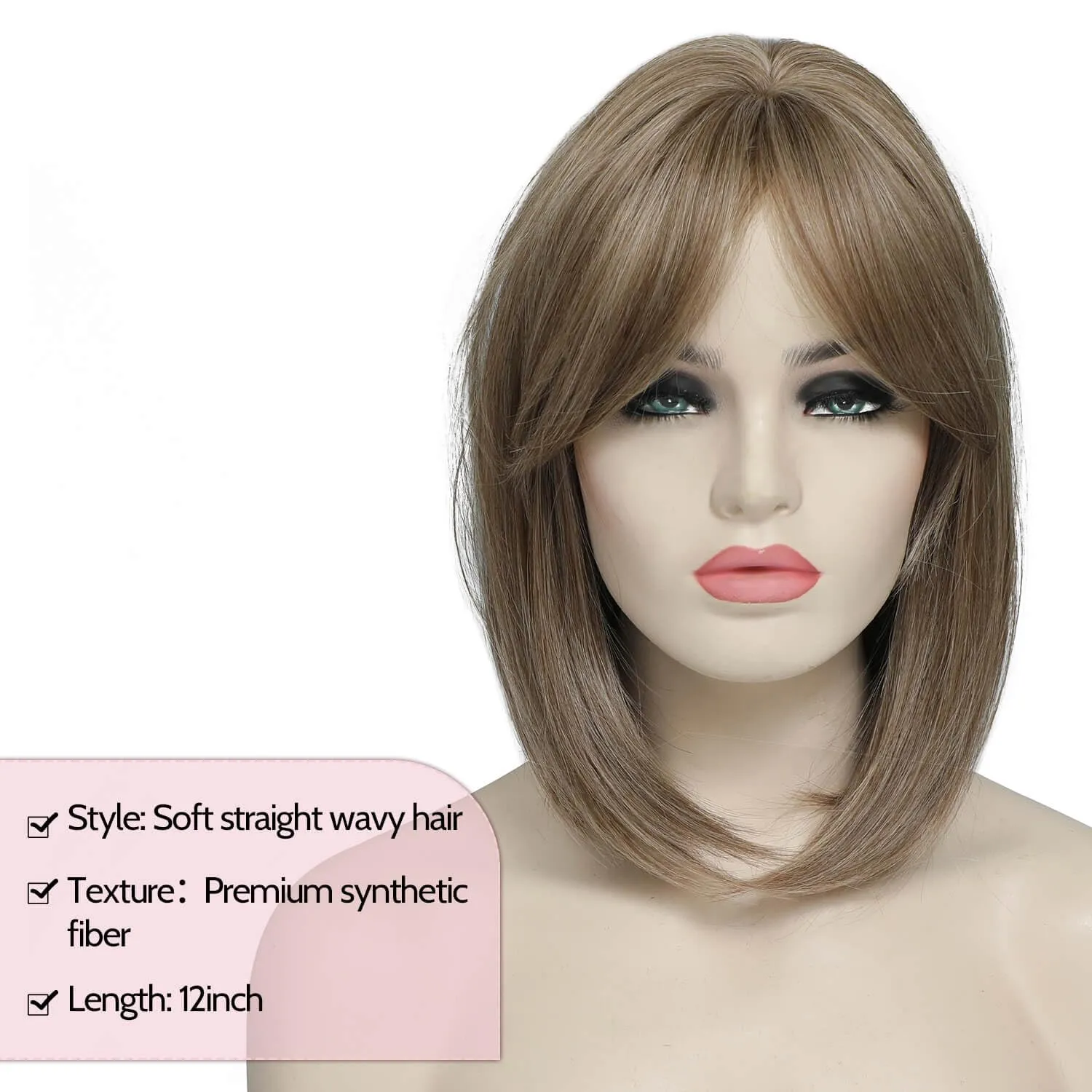 Fine Plus 12 Inch Synthetic Hair Toppers for Women with Thinning Hair – Natural Look Clip in Top Hairpiece, Lightweight Wiglet for Daily Wear