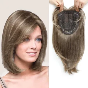 Fine Plus 12 Inch Synthetic Hair Toppers for Women with Thinning Hair – Natural Look Clip in Top Hairpiece, Lightweight Wiglet for Daily Wear
