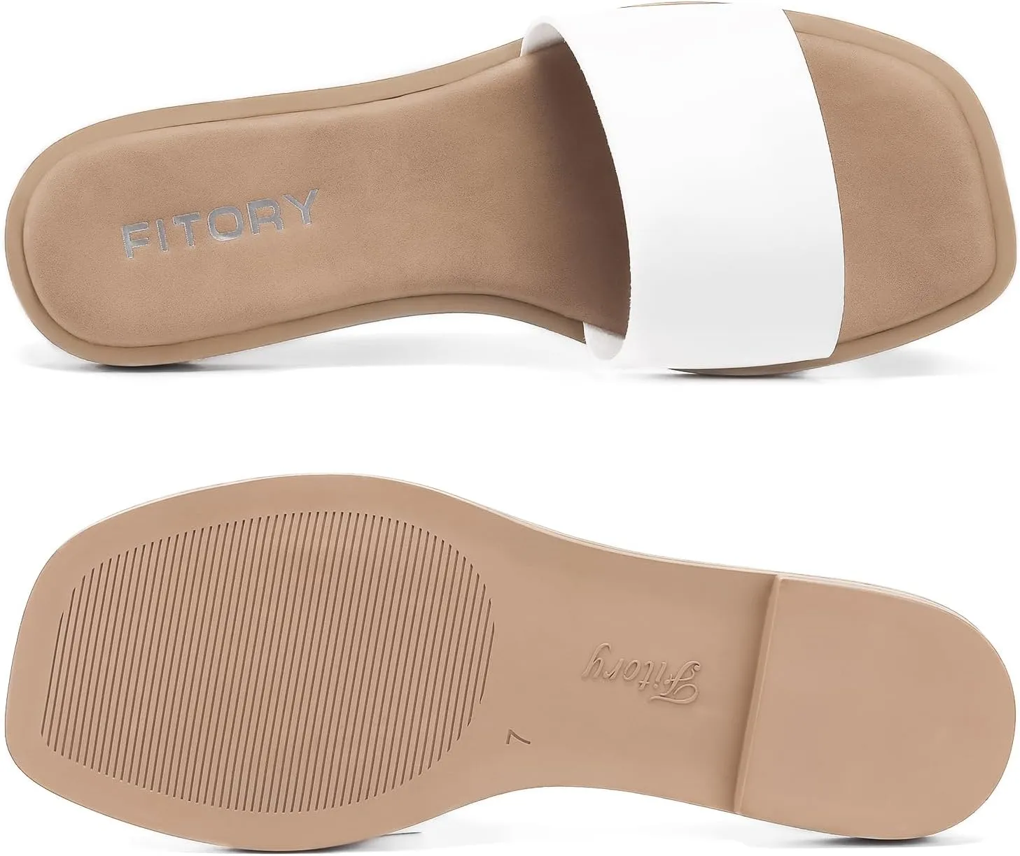 FITORY Women's Slide Sandals Fashion Square Open Toe with Cushioned Footbed Slippers for Beach Size