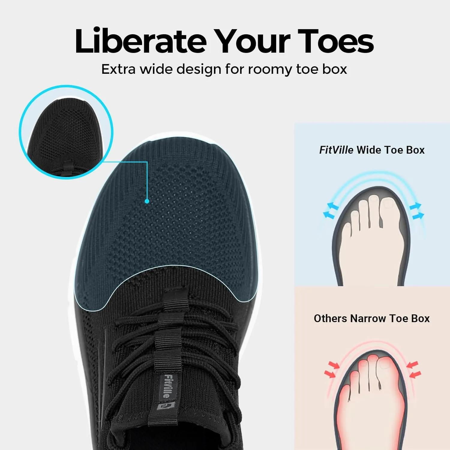FitVille Men's Wide Walking Shoes Athletic Sneakers Lightweight Workout Slip-on Shoes for Flat Feet - Cloud Strider V1