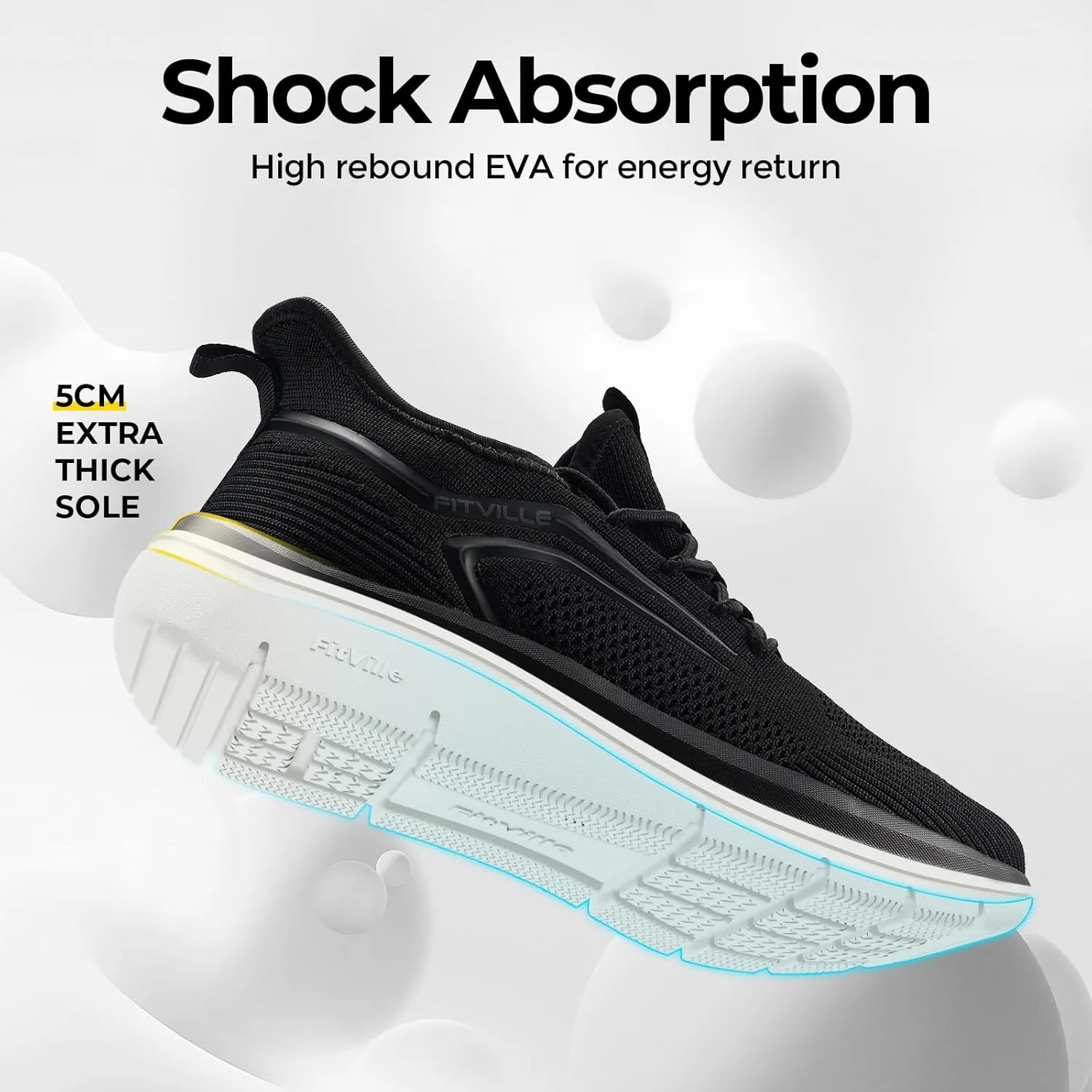 FitVille Men's Wide Walking Shoes Athletic Sneakers Lightweight Workout Slip-on Shoes for Flat Feet - Cloud Strider V1