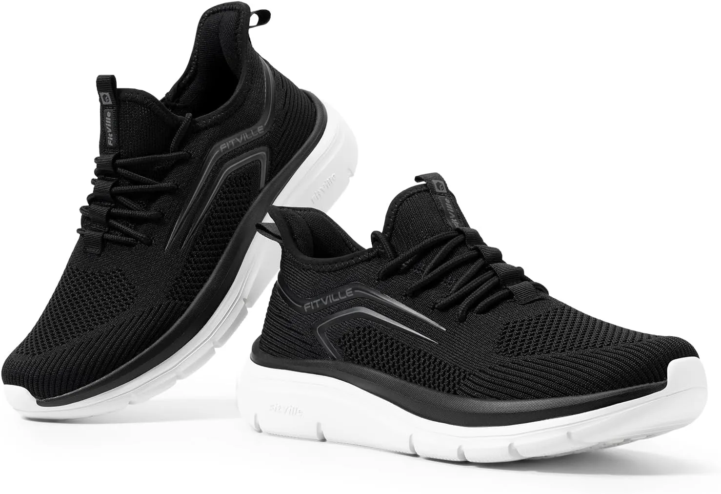 FitVille Men's Wide Walking Shoes Athletic Sneakers Lightweight Workout Slip-on Shoes for Flat Feet - Cloud Strider V1