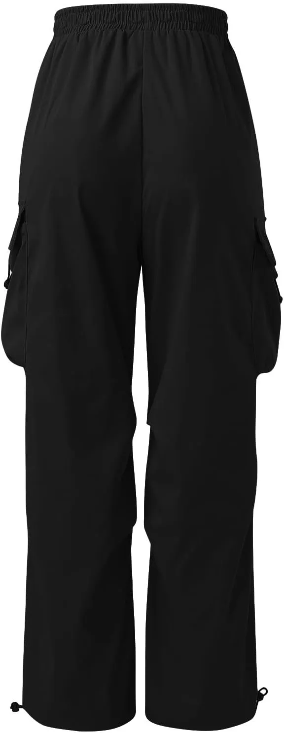 Flat Pocket Parachute Pants for Men Casual Baggy Cargo Pants Unisex Street Pants Drawstring Trousers