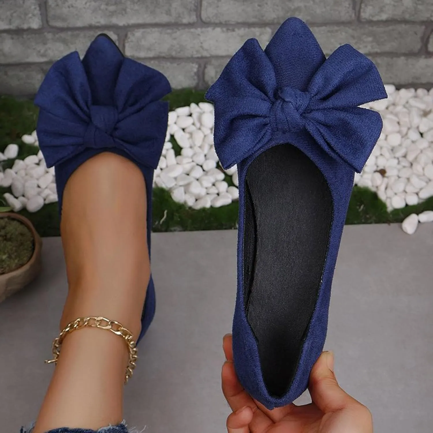 Flats for Women Pointed Toe Slip On Shoes Comfortable Flat Shoes Suede Ballet Flats Dress Shoe