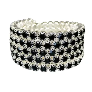 Flexible 5 Row Rhinestone Bracelet-Silver Setting