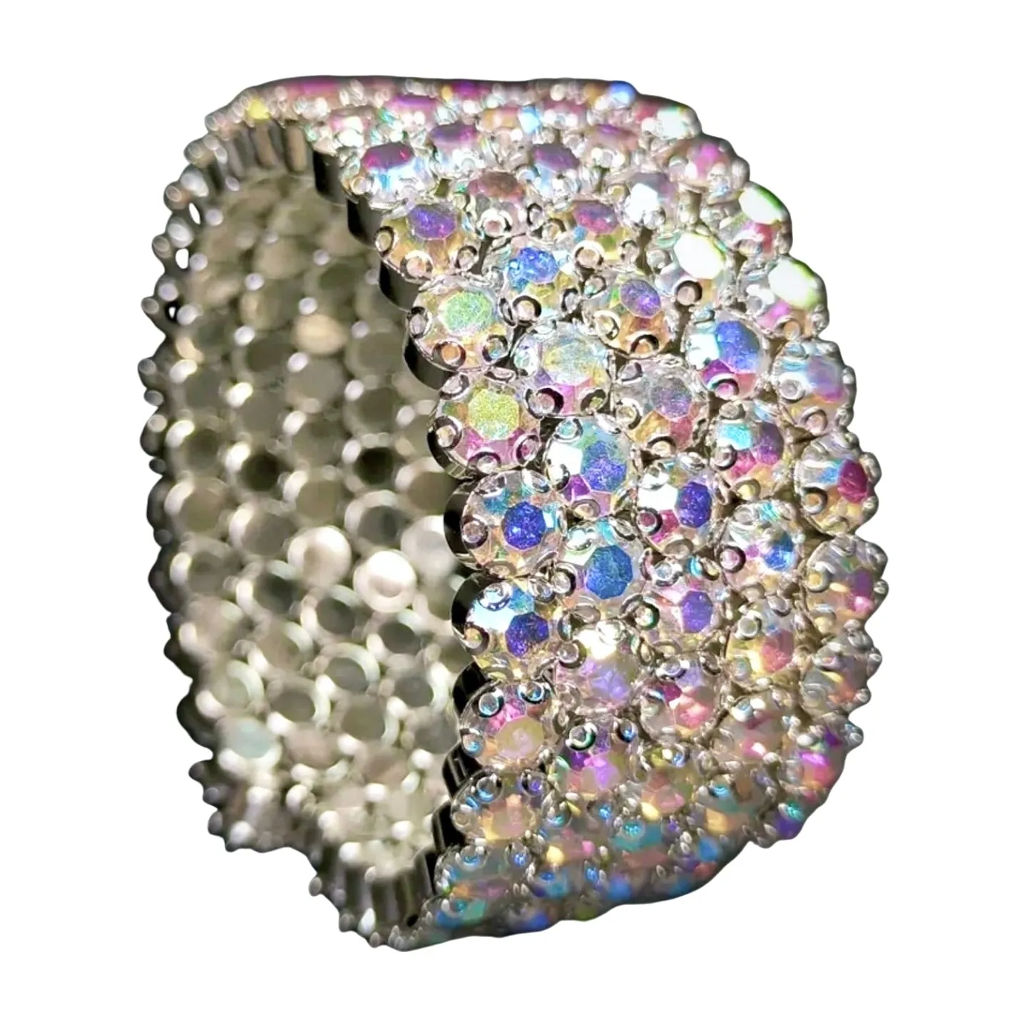 Flexible 5 Row Rhinestone Bracelet-Silver Setting