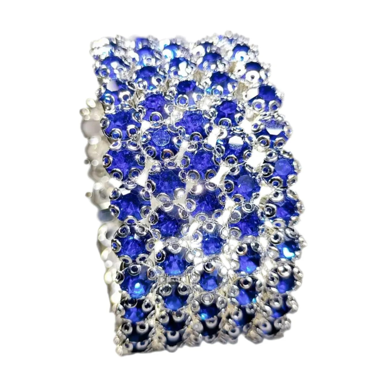 Flexible 5 Row Rhinestone Bracelet-Silver Setting