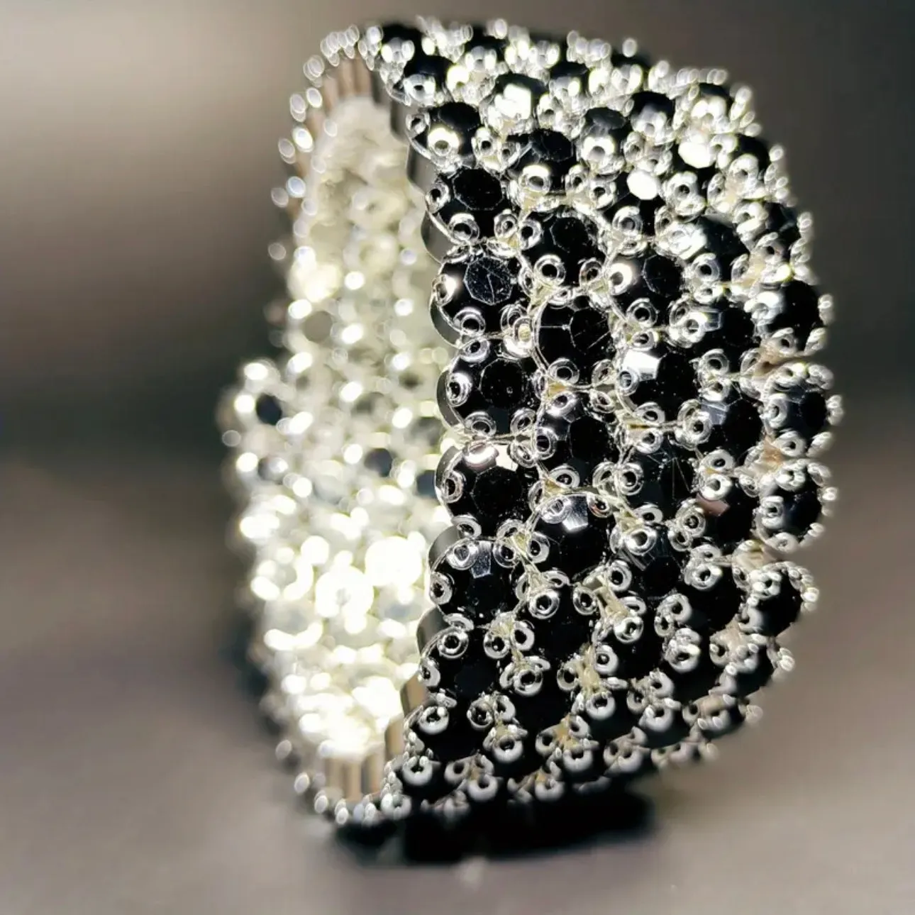 Flexible 5 Row Rhinestone Bracelet-Silver Setting