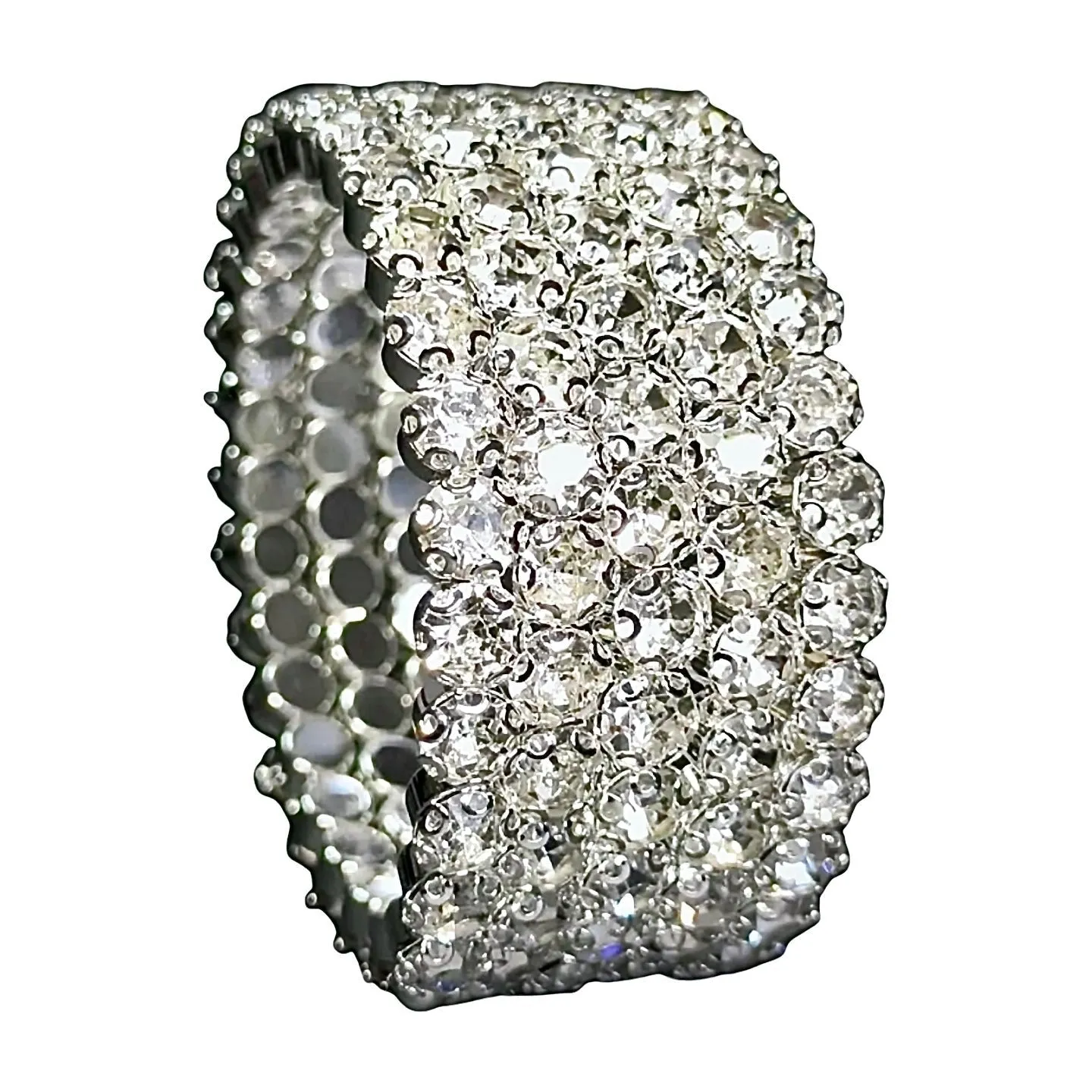 Flexible 5 Row Rhinestone Bracelet-Silver Setting
