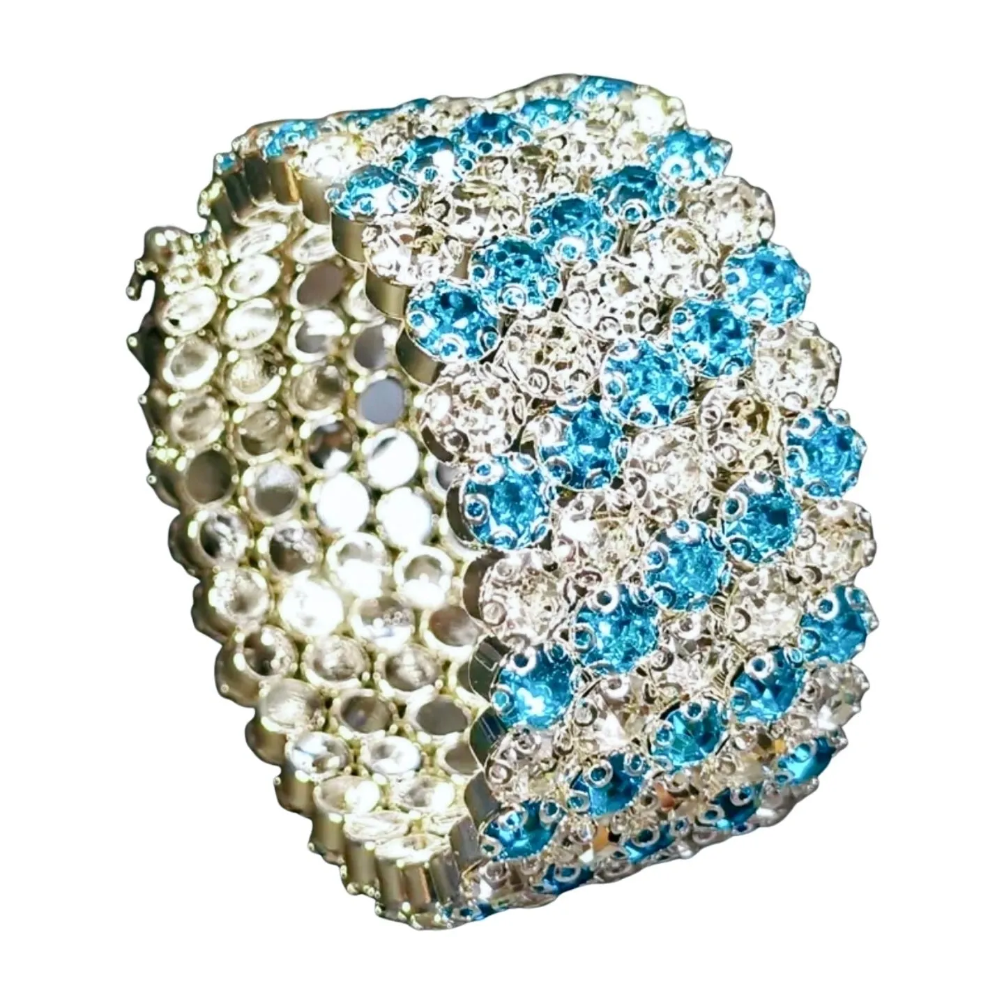 Flexible 5 Row Rhinestone Bracelet-Silver Setting