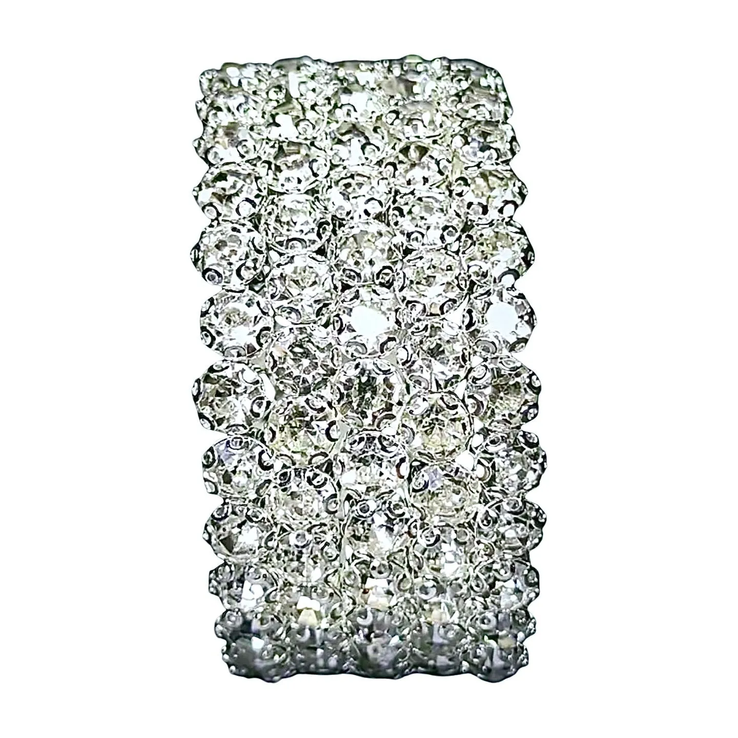 Flexible 5 Row Rhinestone Bracelet-Silver Setting