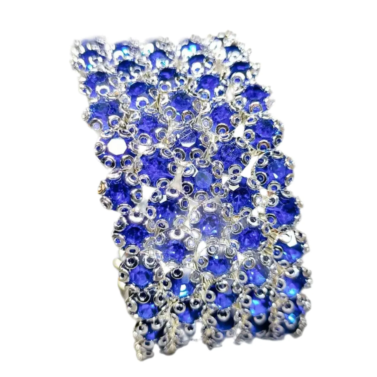 Flexible 5 Row Rhinestone Bracelet-Silver Setting