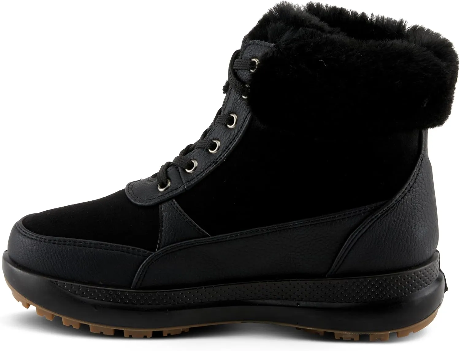 Flexus Women's BURRELL Lace-Up Platform Booties with Faux Fur Lining, Zipper Closure, and Cozy Design