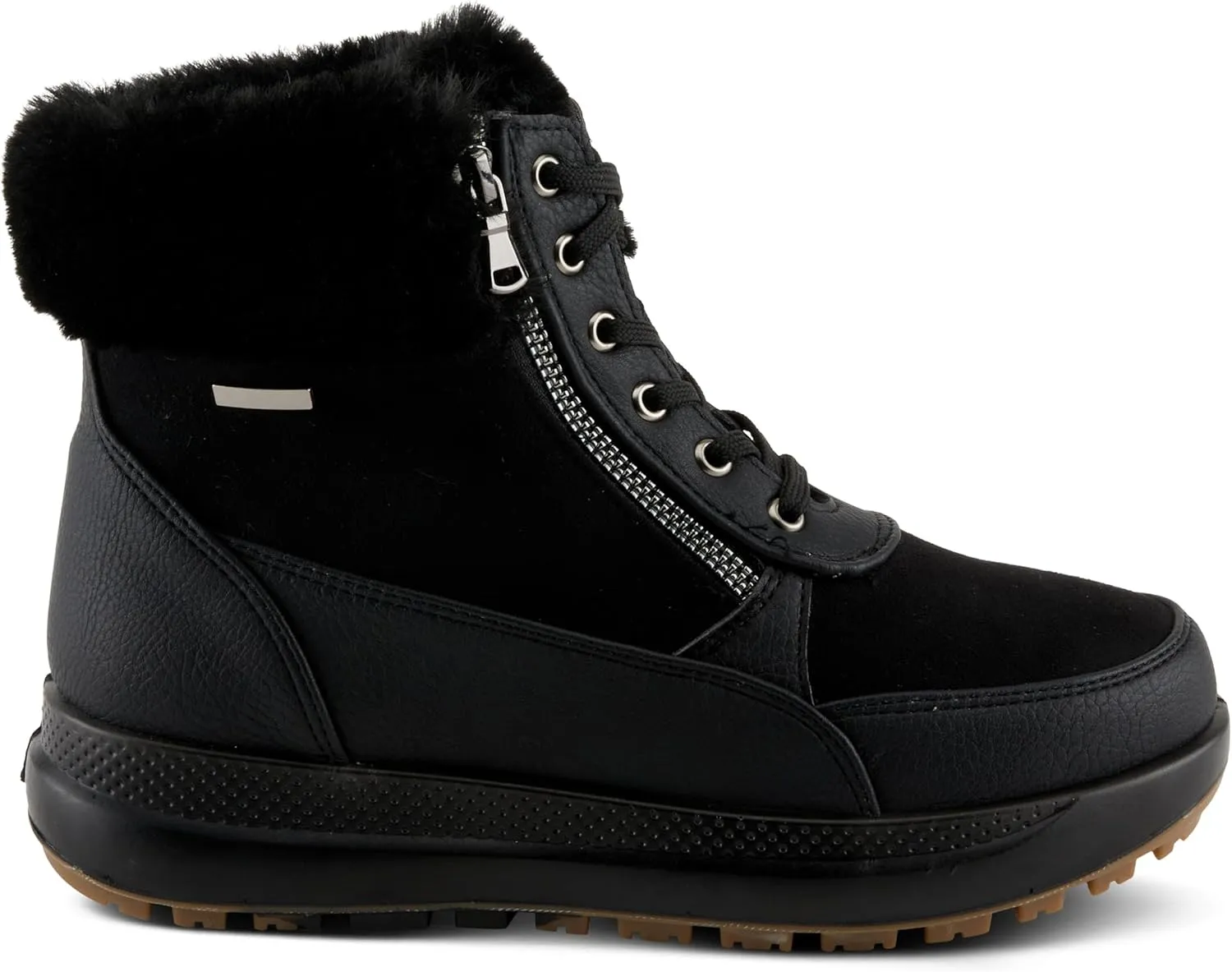 Flexus Women's BURRELL Lace-Up Platform Booties with Faux Fur Lining, Zipper Closure, and Cozy Design