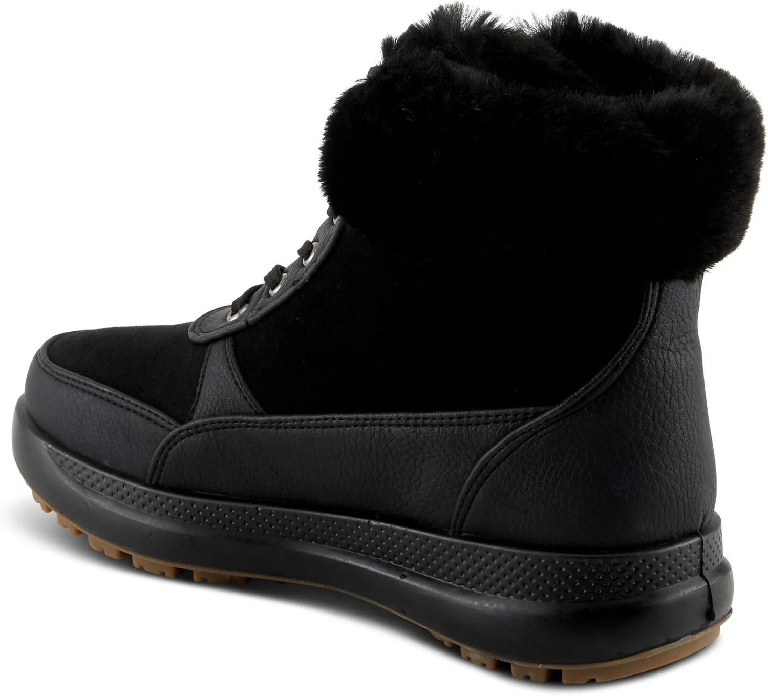 Flexus Women's BURRELL Lace-Up Platform Booties with Faux Fur Lining, Zipper Closure, and Cozy Design