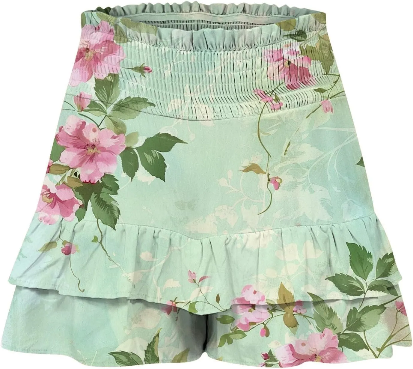 Flowy Shorts for Women Casual High Waist Floral Print Skorts Ruffle Mini Skirts Butterfly Soft Summer Boho Shorts