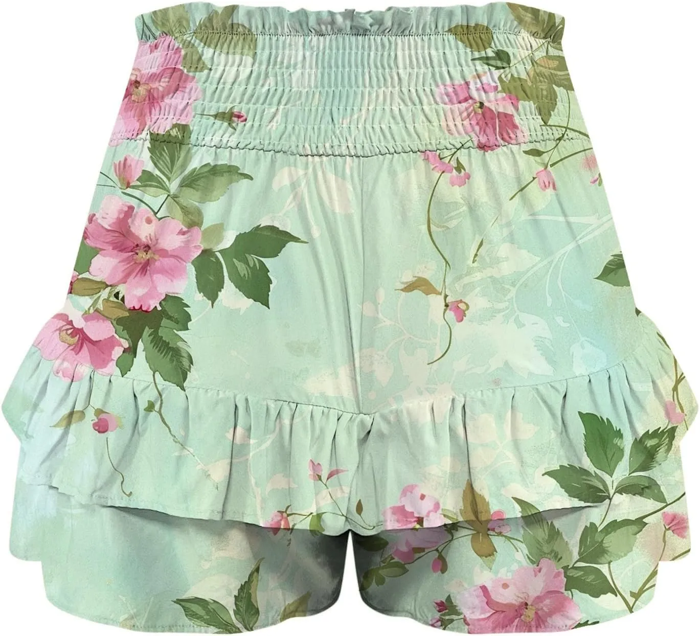 Flowy Shorts for Women Casual High Waist Floral Print Skorts Ruffle Mini Skirts Butterfly Soft Summer Boho Shorts