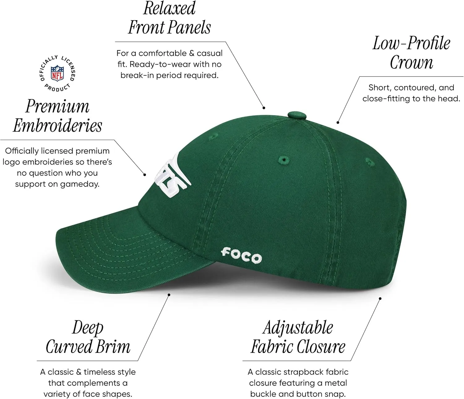 FOCO Men's NFL Team Logo Casual Hat Caps