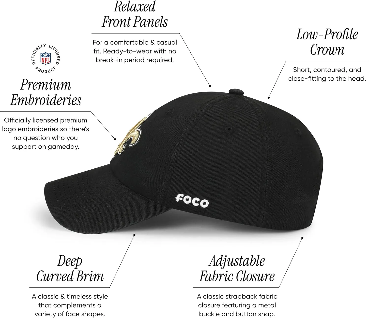 FOCO Men's NFL Team Logo Casual Hat Caps