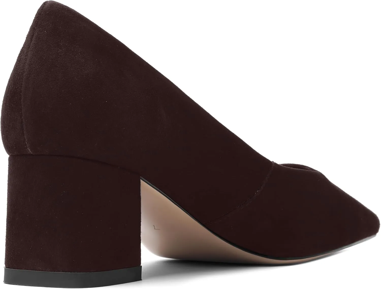 FOGEENA Womens Dress Comfortable Suede Leather Square Toe Slip On Wedding Chunky Low Heel Pumps Dress Shoes 2.2 Inch