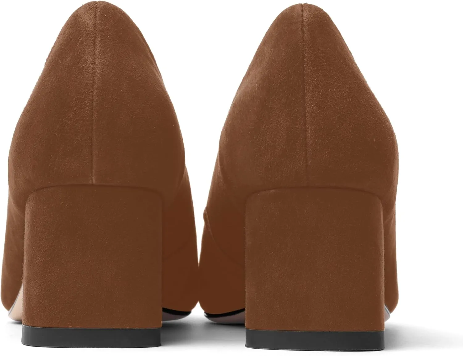 FOGEENA Womens Dress Comfortable Suede Leather Square Toe Slip On Wedding Chunky Low Heel Pumps Dress Shoes 2.2 Inch