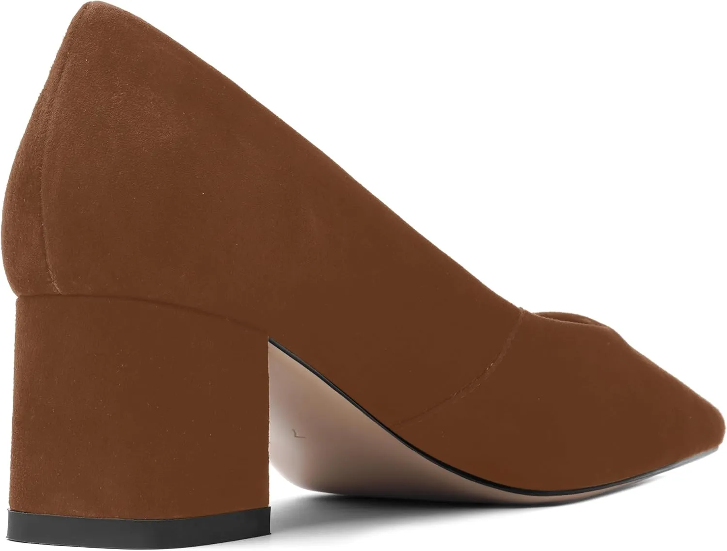 FOGEENA Womens Dress Comfortable Suede Leather Square Toe Slip On Wedding Chunky Low Heel Pumps Dress Shoes 2.2 Inch