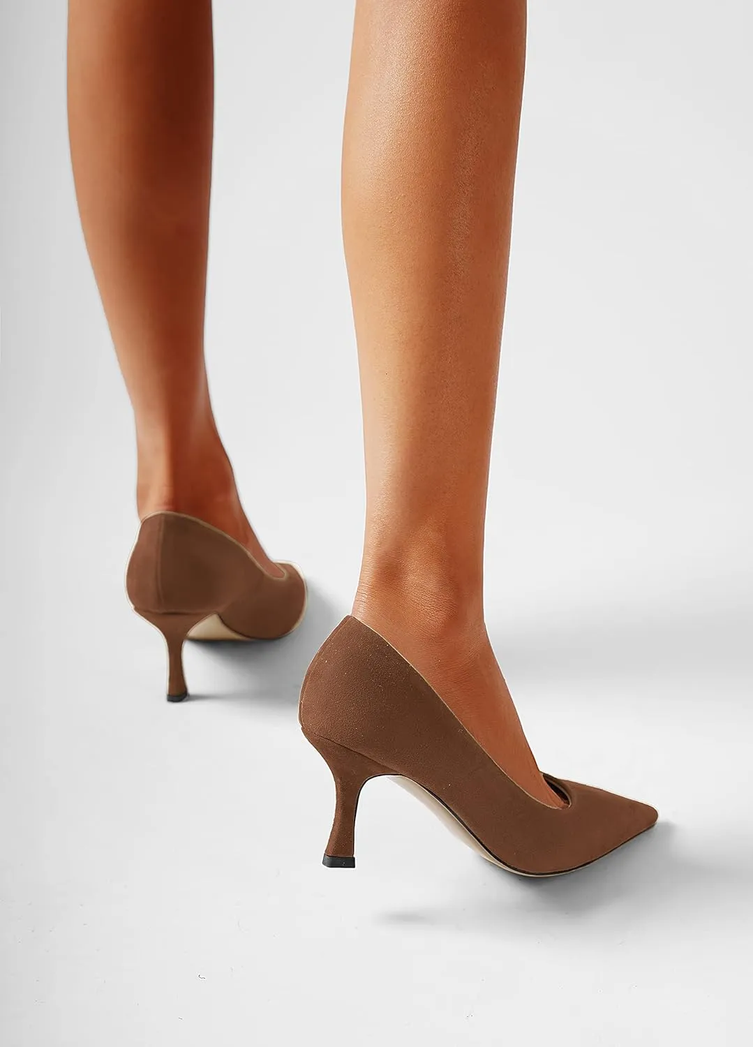 FOGEENA Womens Suede Pointed Toe Dress Slip On Wedding Stiletto High Heel Pumps Shoes 2.5 Inch